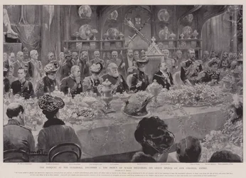 Das Bankett in der Guildhall, 5. Dezember, der Prinz von Wales hält seine große Rede über unser Kolonialreich